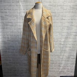 Cyrus Plaid Open Front Coat Size Large